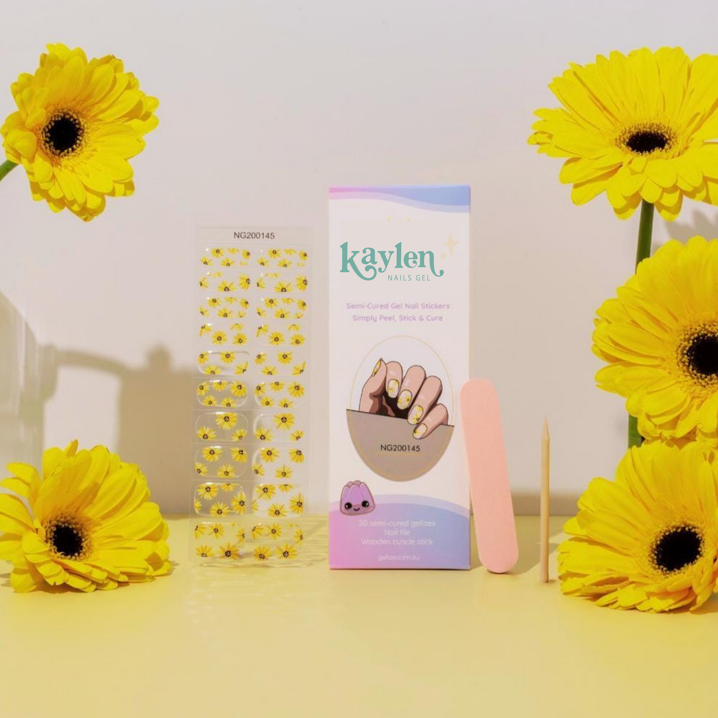 Girasoles - Stickers de uñas en gel